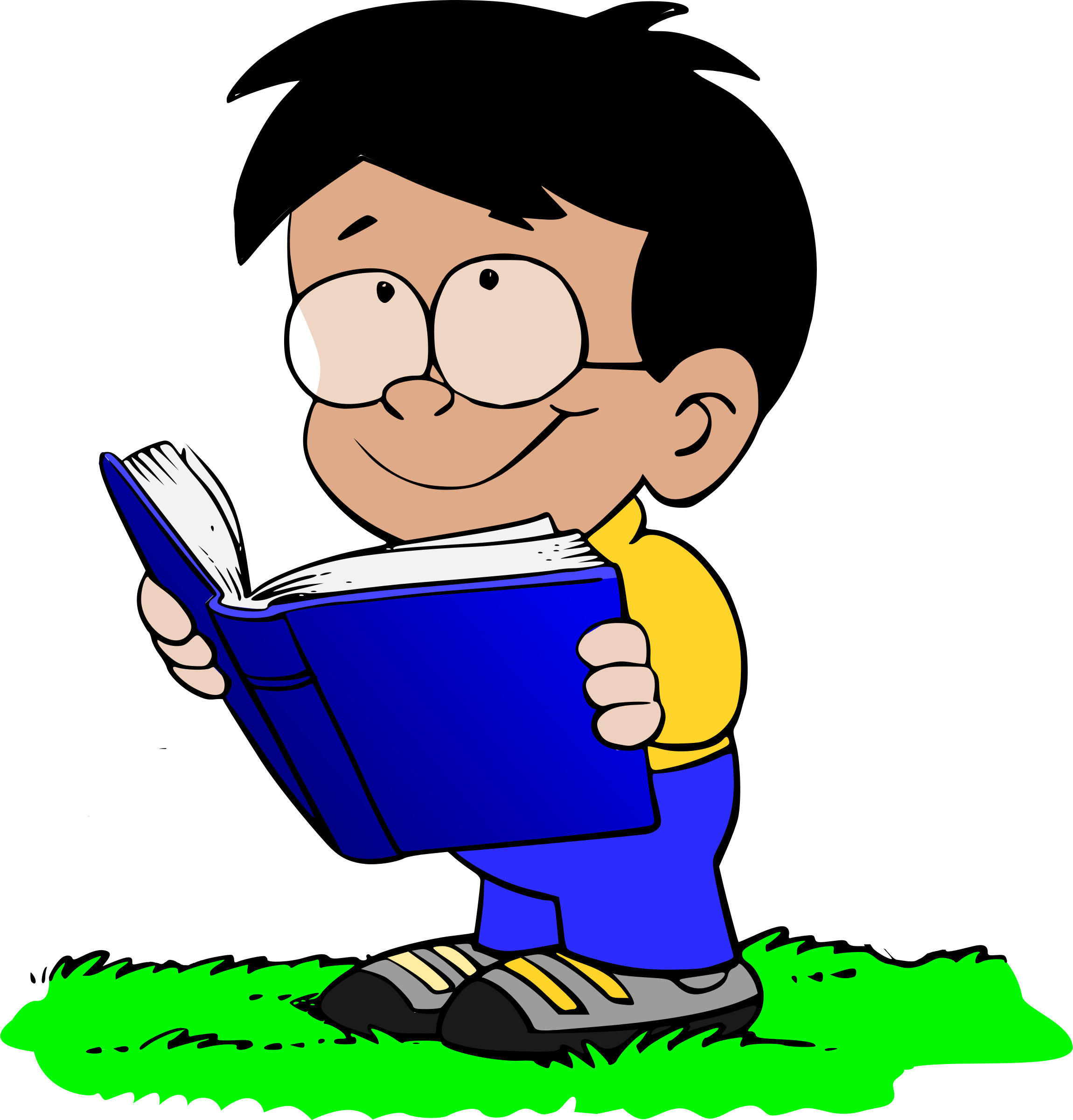 Big Image - Boy With Book Clipart (2300x2400)