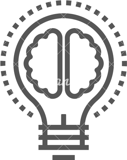 Light Bulb Brain Icons By Canva - Brain Light Bulb Image Png (550x550)