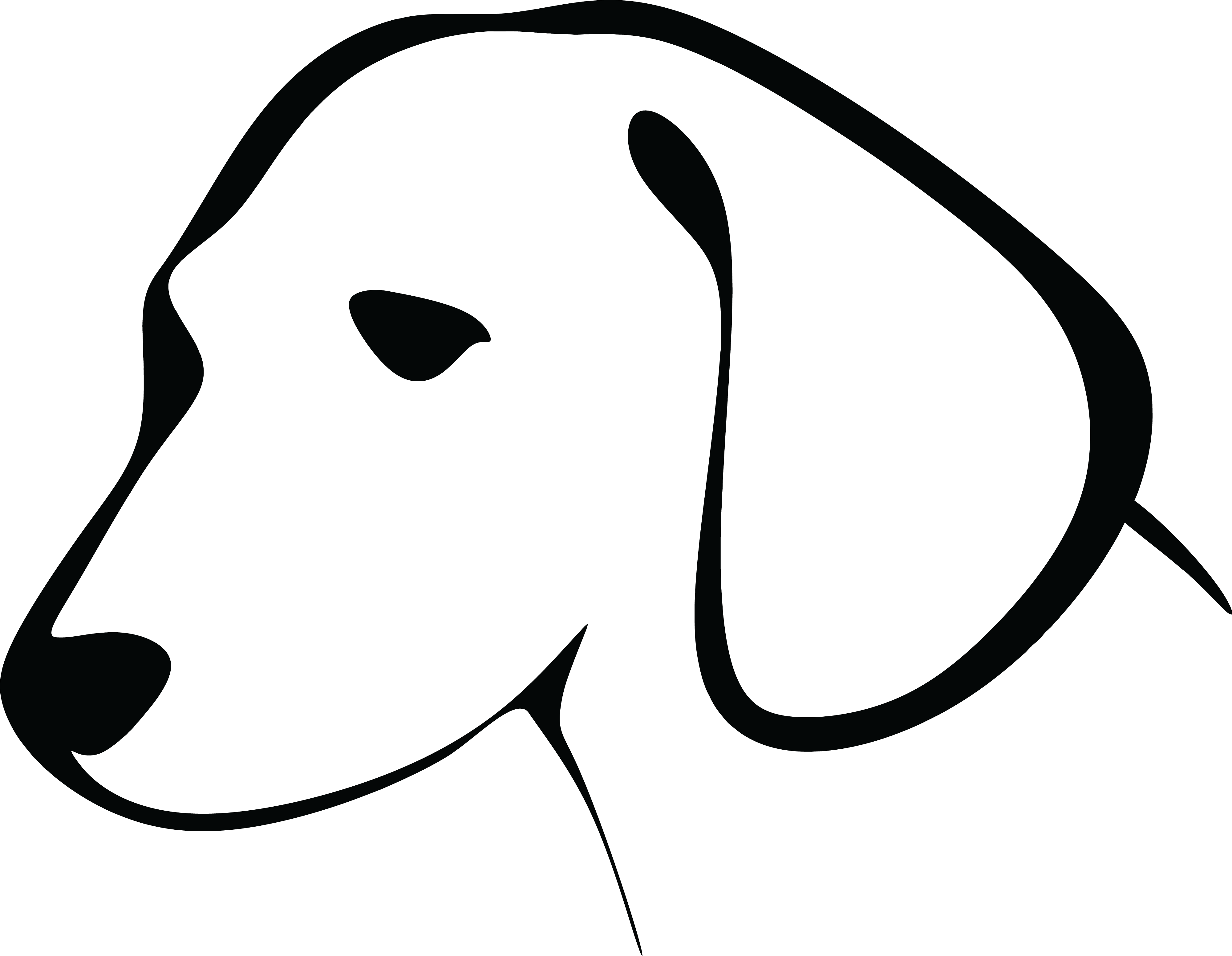 Free Clipart Of A Black And White Dog Head - Dog Line Art Face (4000x3104)