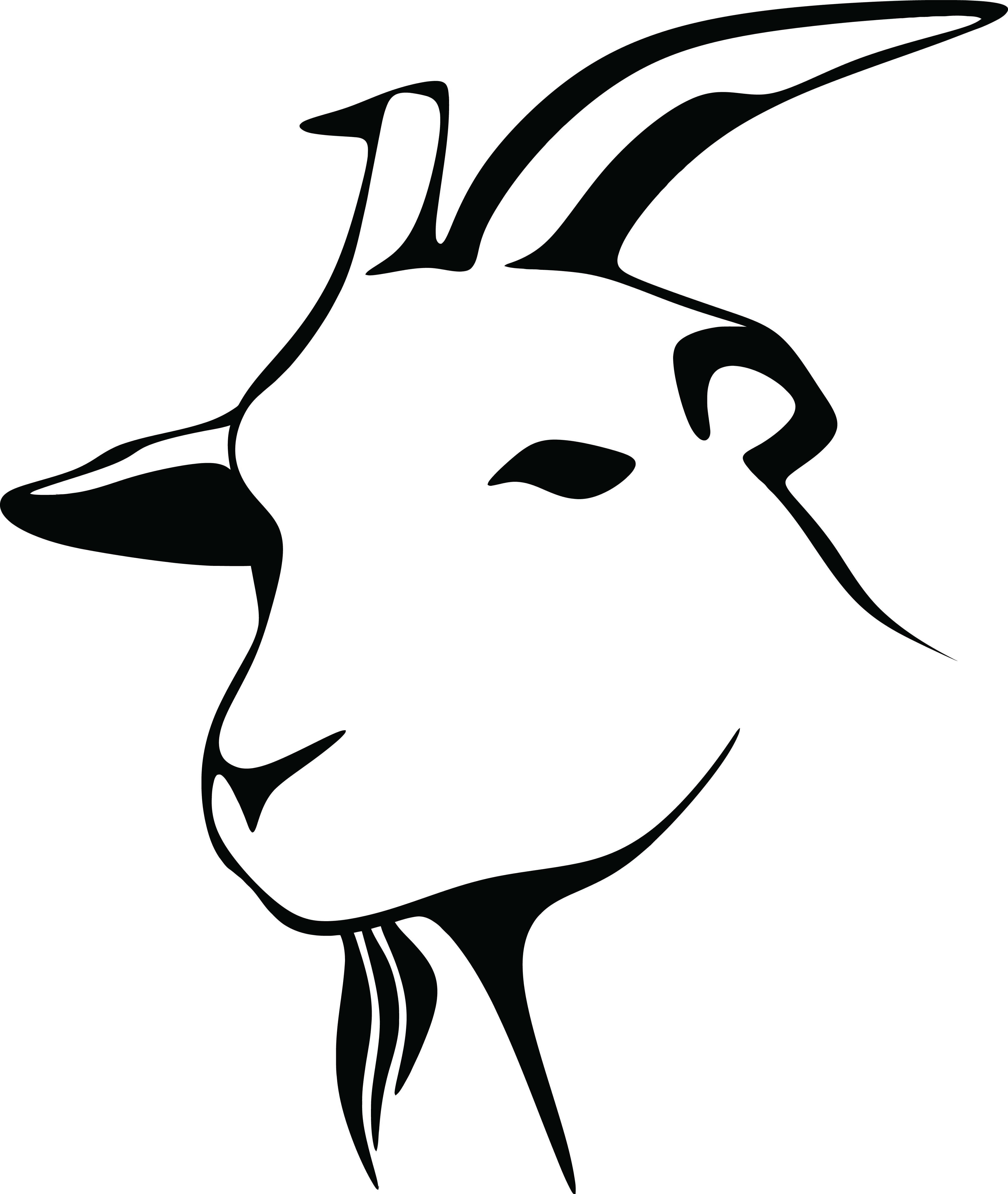 Free Clipart Of A Black And White Goat Head - Goat Line Art (4000x4739)