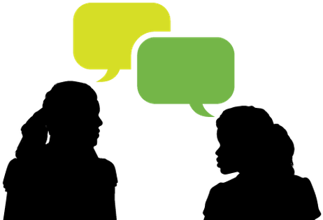 Speaking Heads And Speech Bubble - Silhouette (476x399)