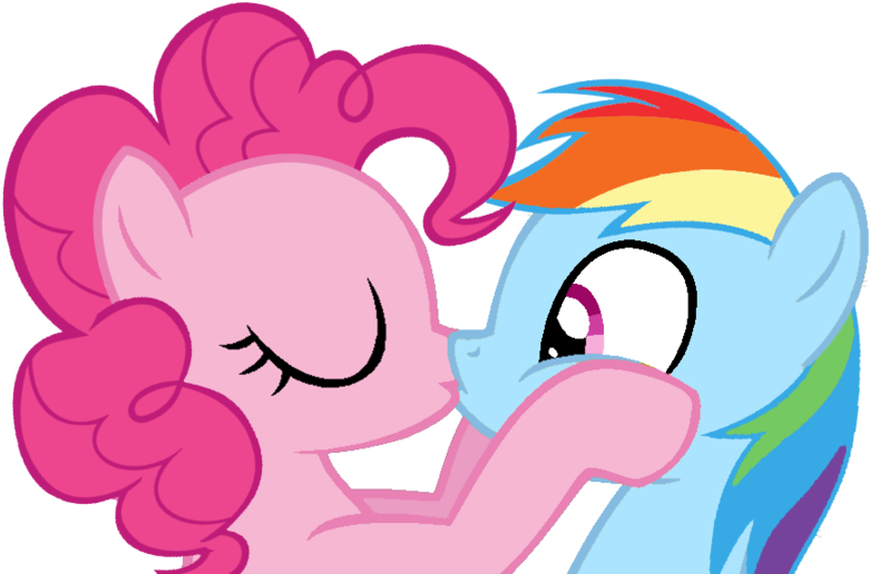 Kiss Clipart Rainbow - Pinkie Pie Kiss Rainbow Dash (900x630)