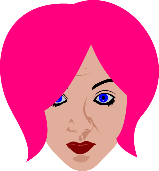 Clip Art Pink Hair (558x599)