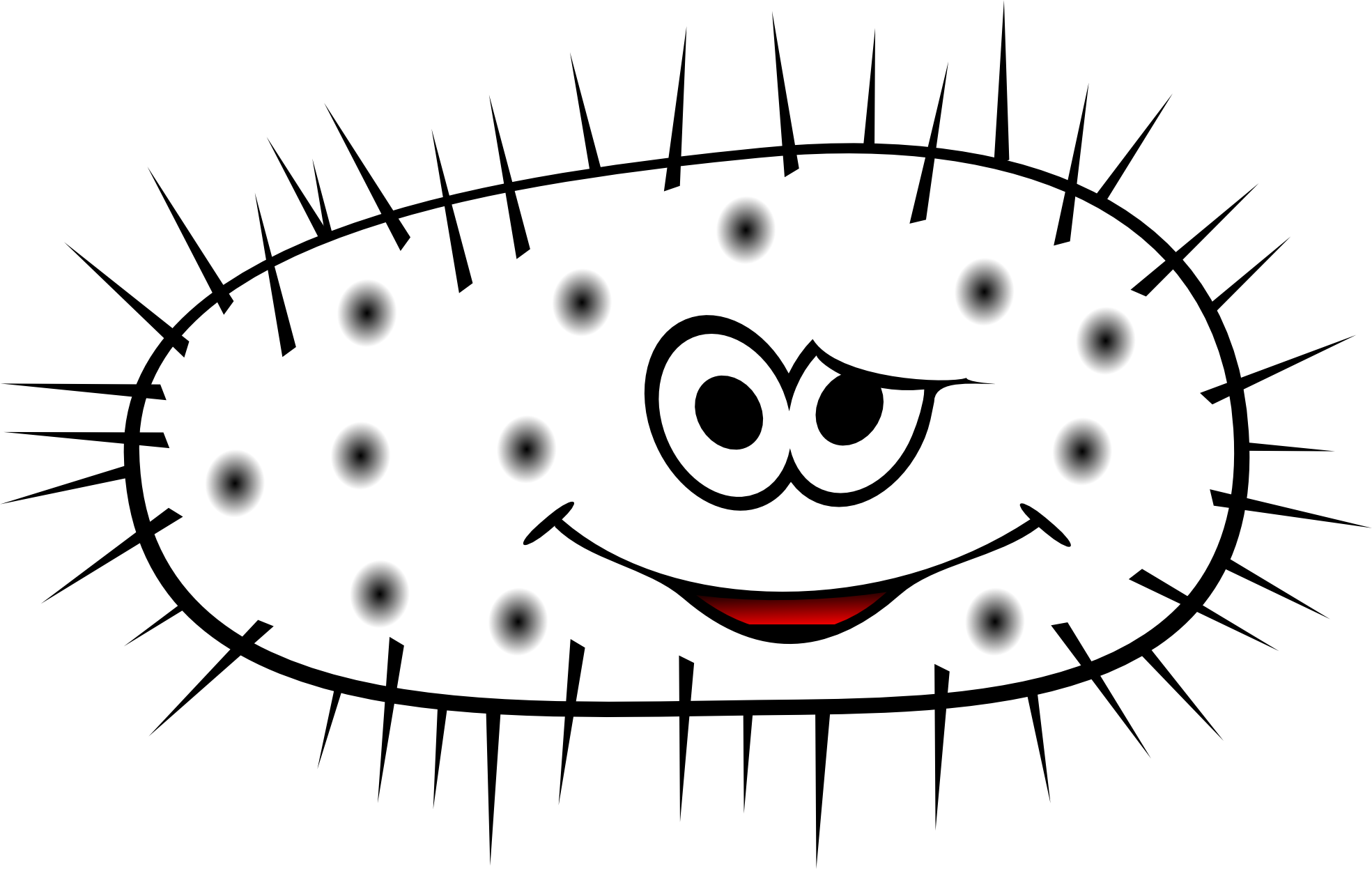 Bacteria Clipart Black And White Clip Art Library - Cartoon Bacteria Black And White (1979x1254)