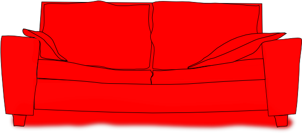 Couch Clip Art - Red Cartoon Couch Transparent (600x506)