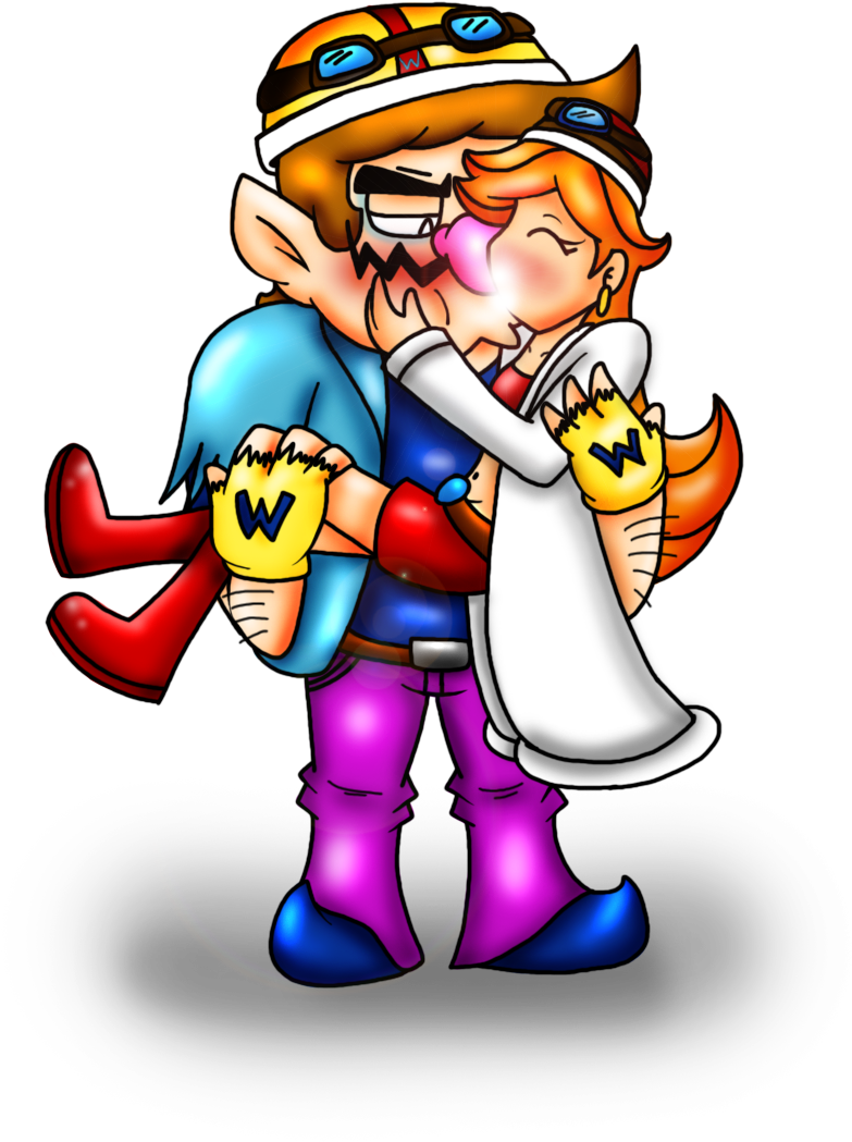 Kissy Kiss By Hamsamwich Kissy Kiss By Hamsamwich - Wario And Mona Kiss (820x1174)