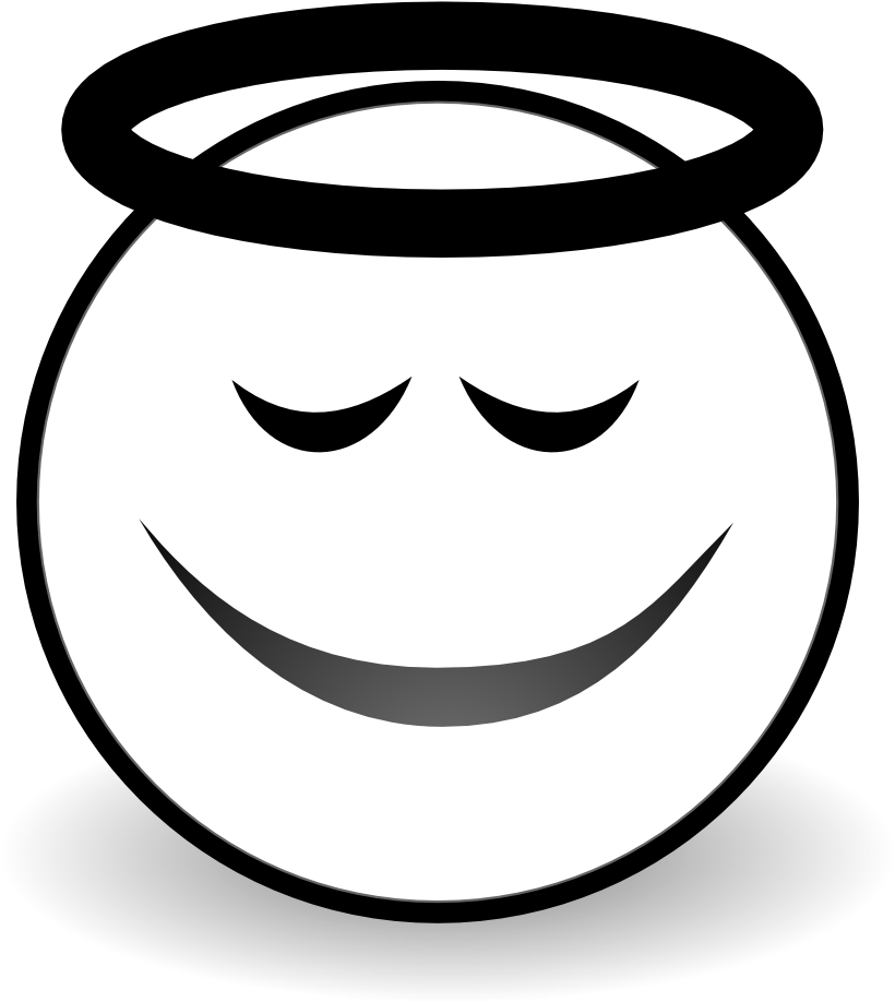 Net Clip Art Face Angel Black White Line Art Svg - Emoji Clipart Black And White (999x999)