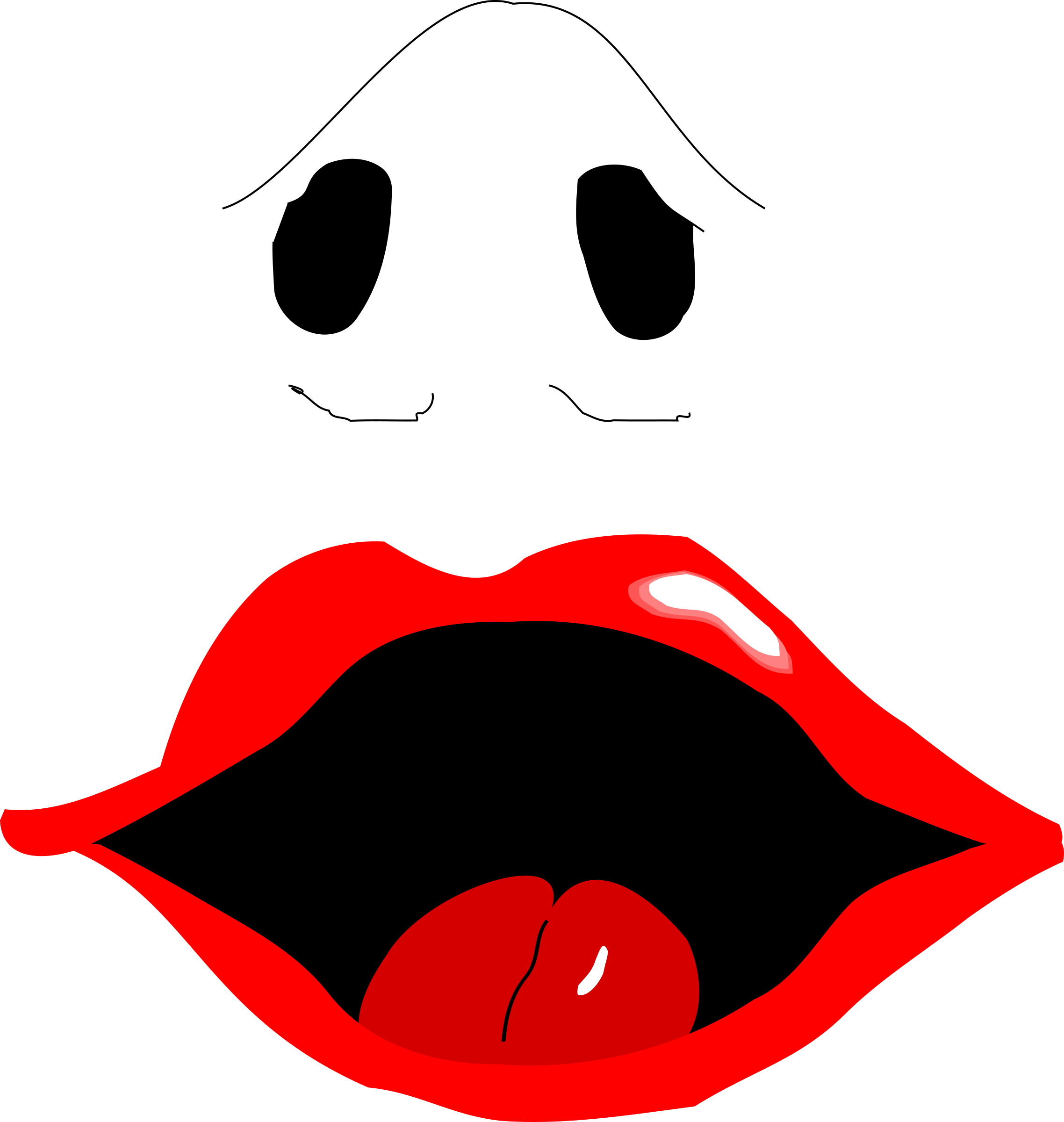 Red Lips And Nose Clipart - Transparent Nose And Mouth (2276x2400)