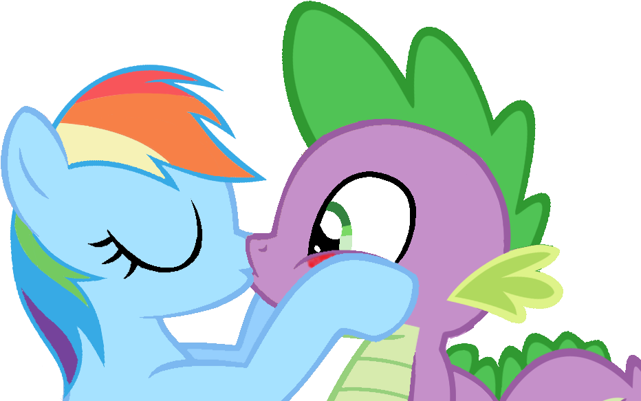Kiss Clipart Rainbow - My Little Pony Spike And Rainbow Dash (1000x700)