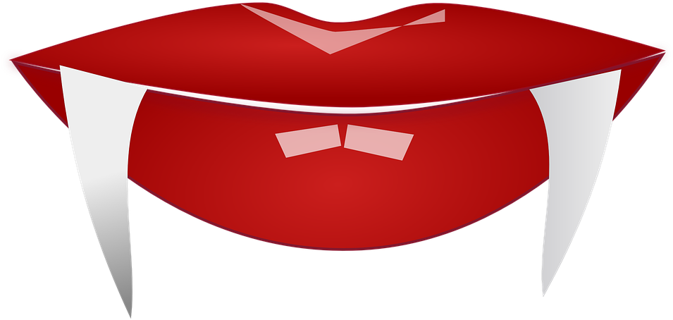 Vampire Lips Red Lip Gloss Fangs Dracula - Dracula Fangs Clip Art (1000x750)