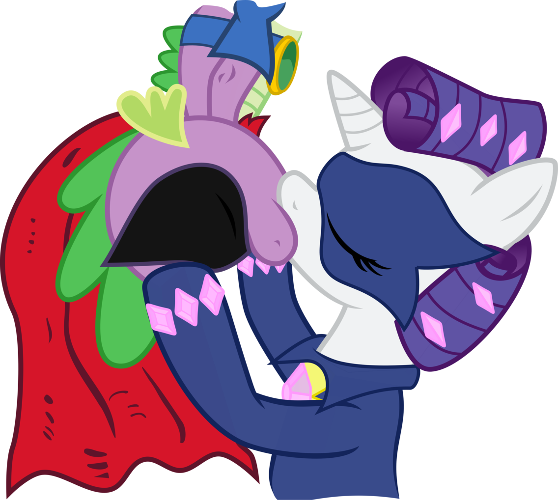 Radiance And Humdrum Kiss By Steghost - Spike And Rarity Kiss (1136x1024)
