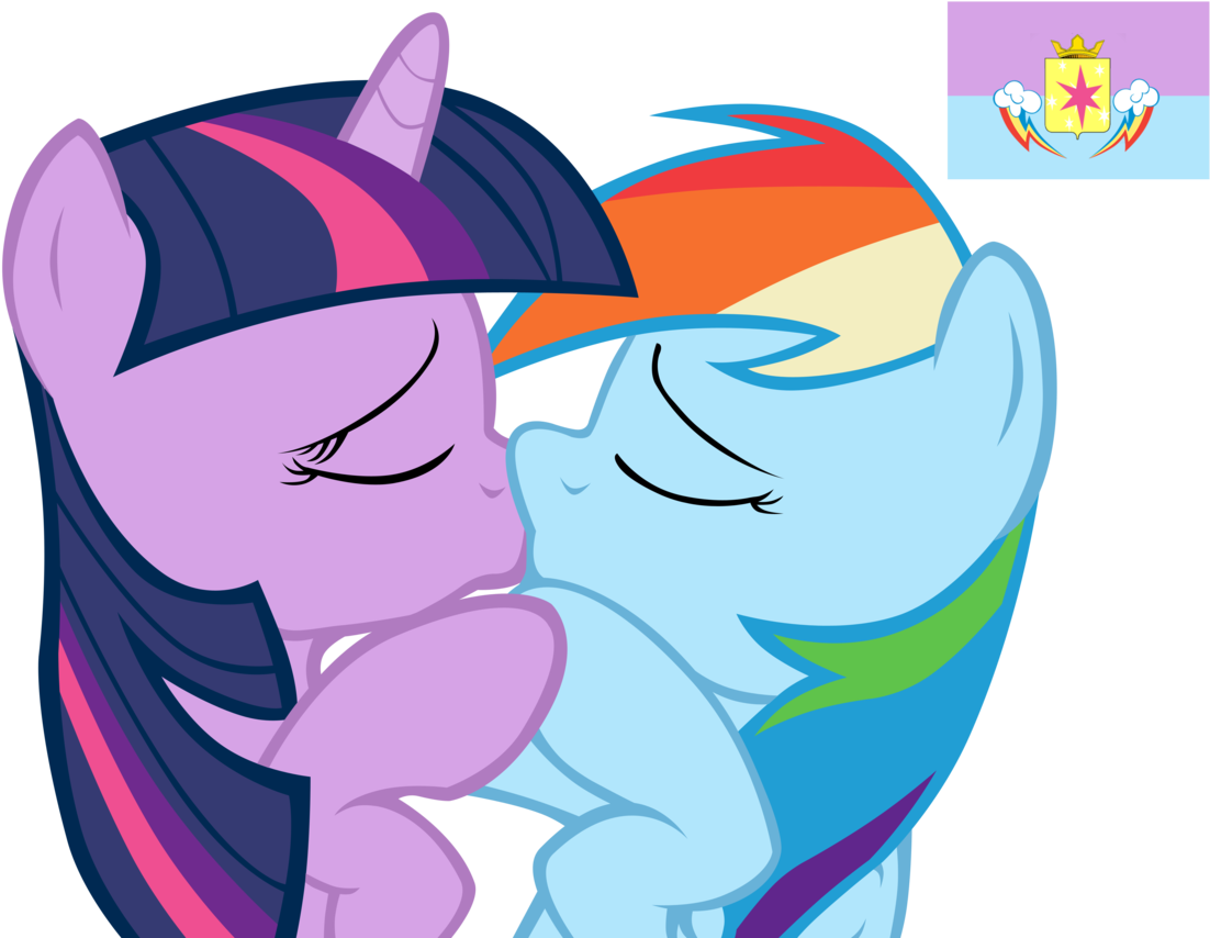 Rainbow Kiss Cliparts - My Little Pony Kissing (1280x867)