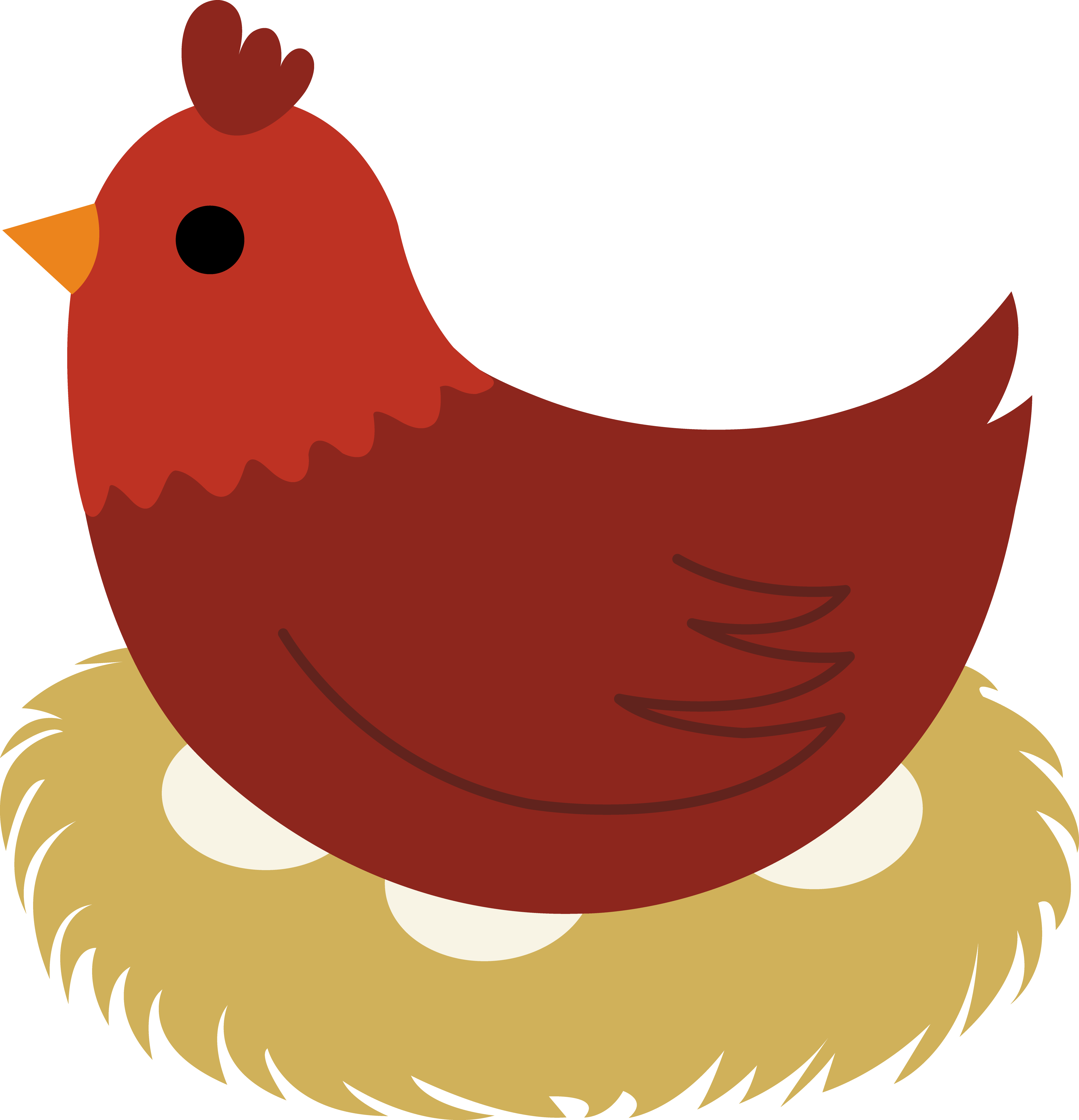 Clipart Of Hen Brown Sitting On Nest Free Clip Art - Hen On Nest Clipart (4335x4500)