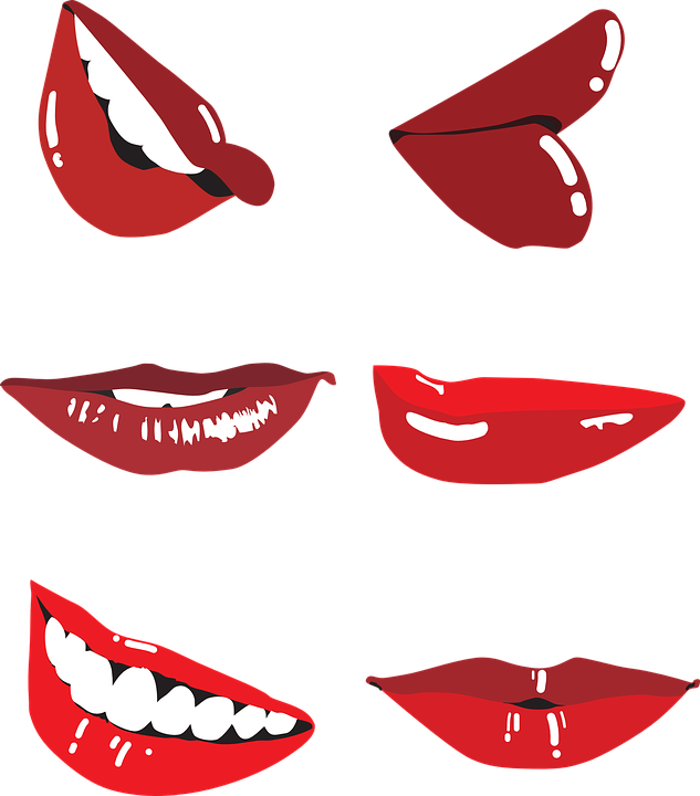 Laughter Smile Outline Lips Beauty Vector - Bibir Senyum Vector (633x720)