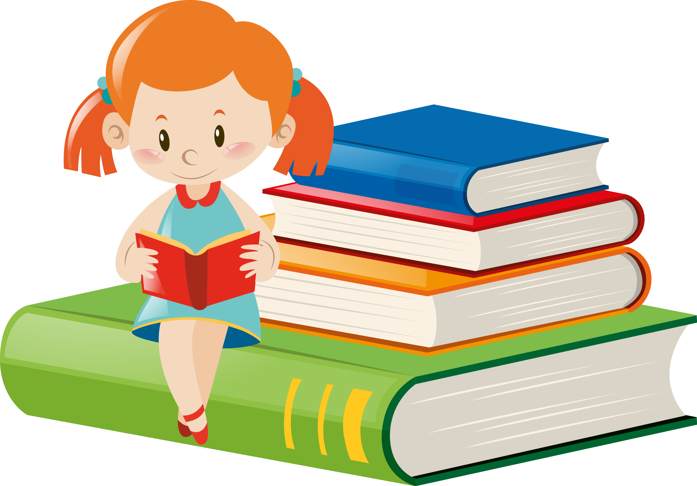 Royalty-free Girl Clip Art - Clipart Girl Reading Book (2420x1689)