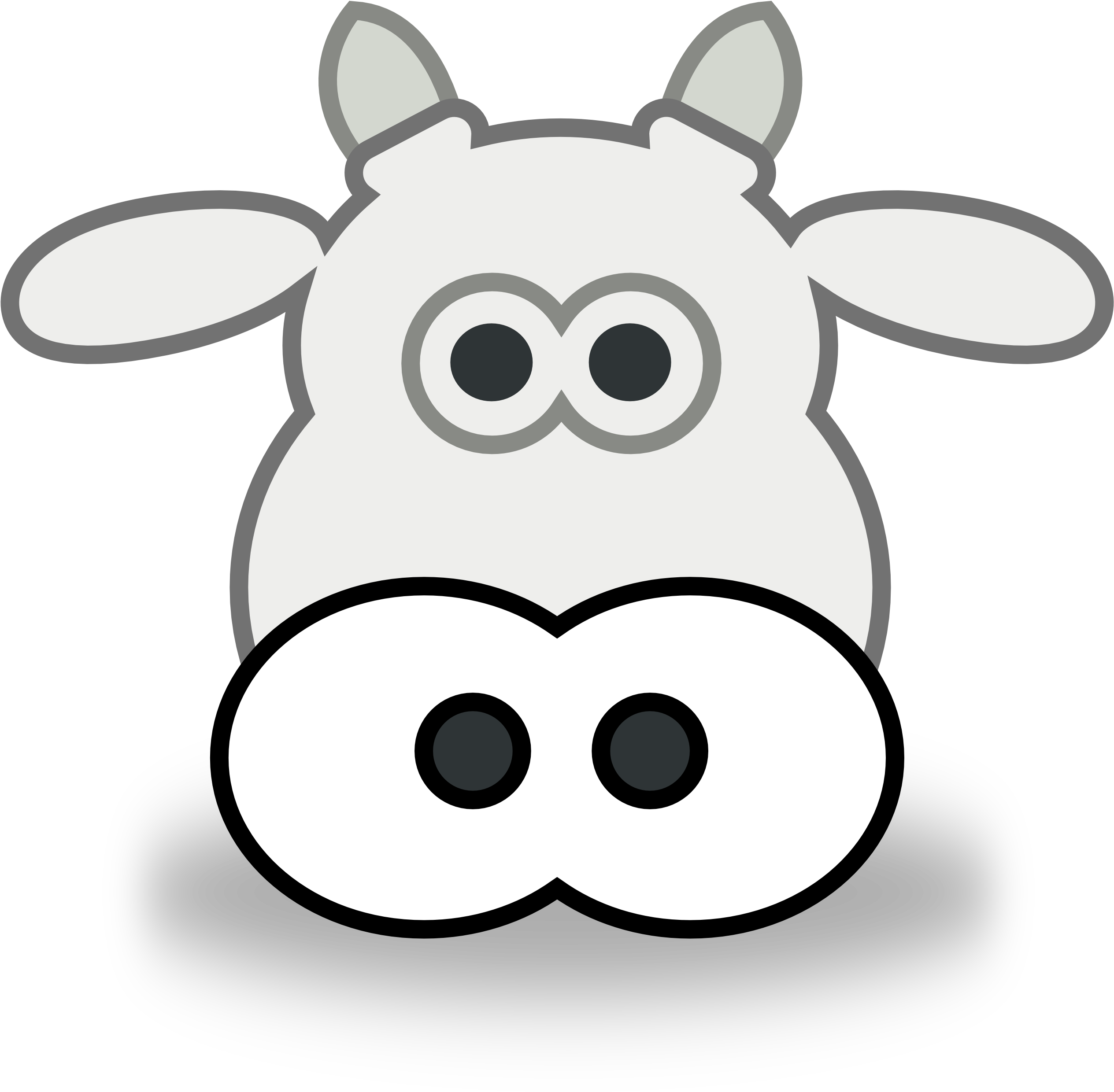 Cow - Head - Clipart - Black - And - White - Cow Face Cut Out (2555x2555)