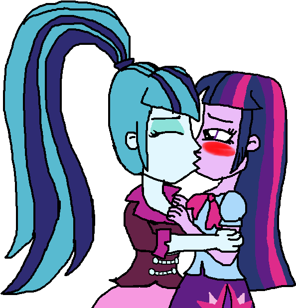 Ktd1993, Blushing, Equestria Girls, Female, Kissing, - Cartoon (1000x625)