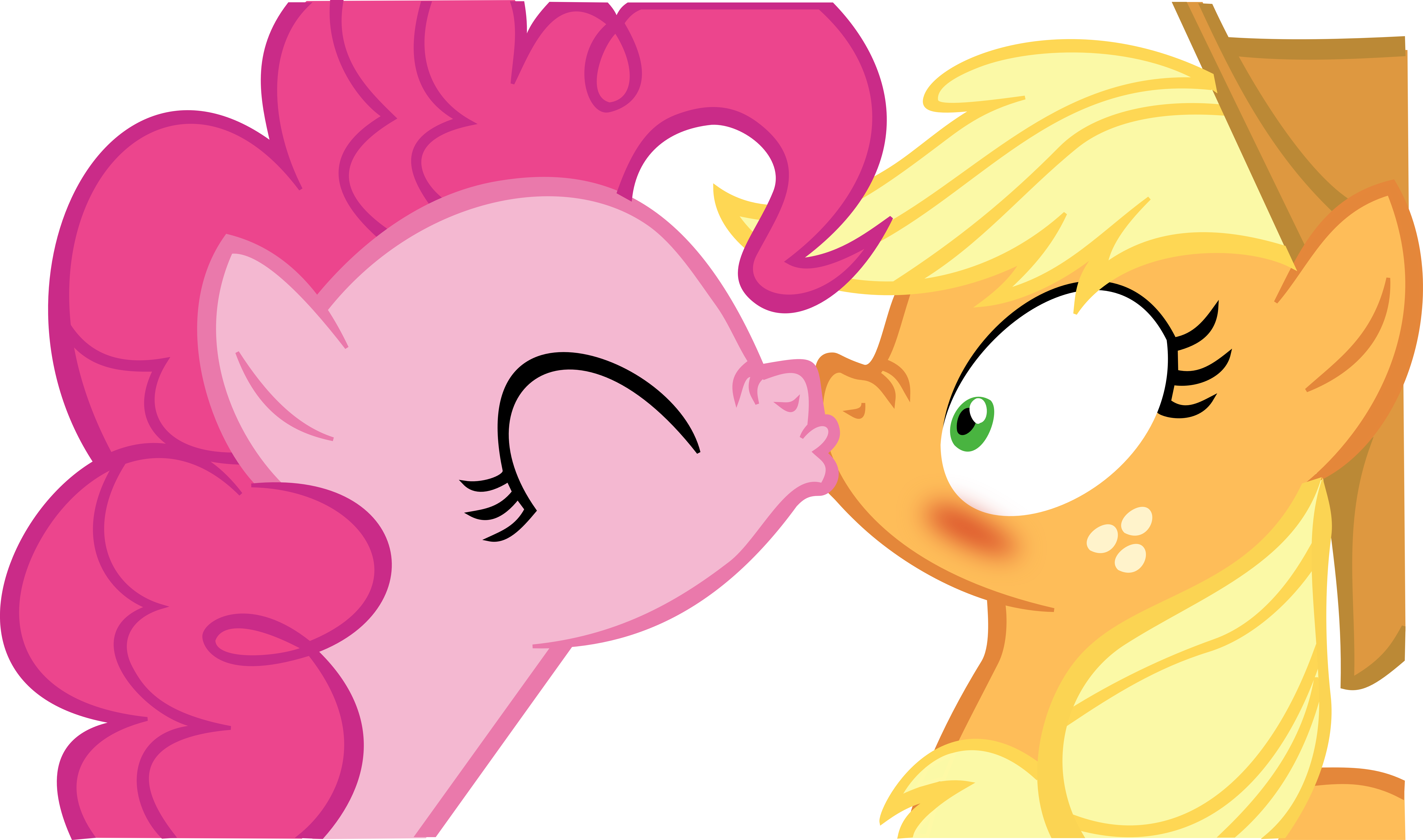 Applejack X Pinkie Pie Kissing Vector By Fluttair - Applejack X Pinkie Pie (9999x5908)