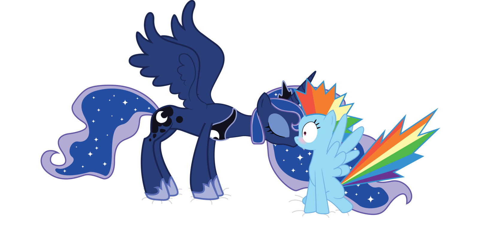 Lunadash Kiss By Onyx123 Lunadash Kiss By Onyx123 - Princess Luna And Rainbow Dash (1600x809)