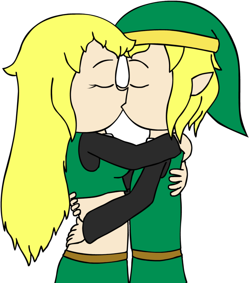 Hylian And Hilly Kissing By Hfmr - Drawing (846x945)