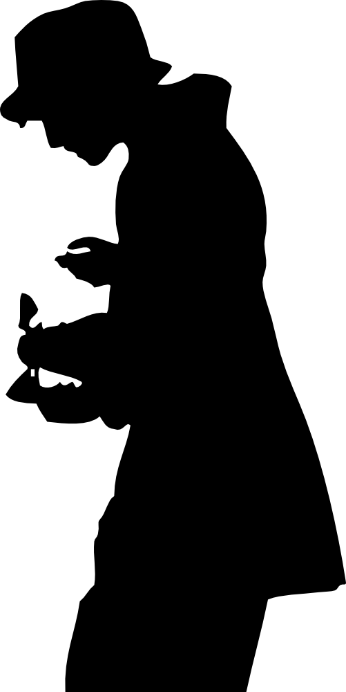 Clipart Silhouette Of A Person - Silhouette Man In Hat (958x1912)