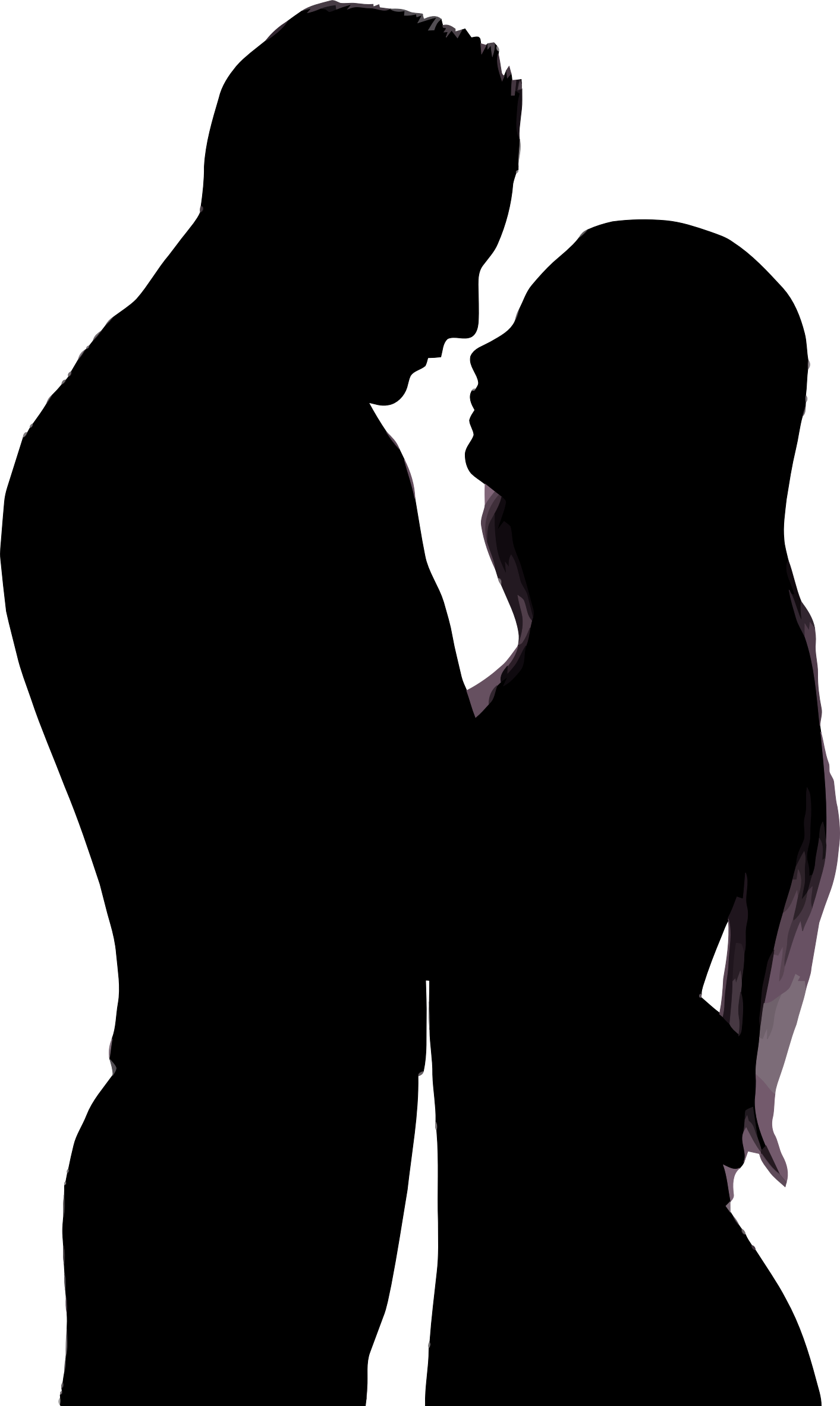 Romance Clipart Silhouette - Silhouette Of Man And Woman Hugging (1413x2365)