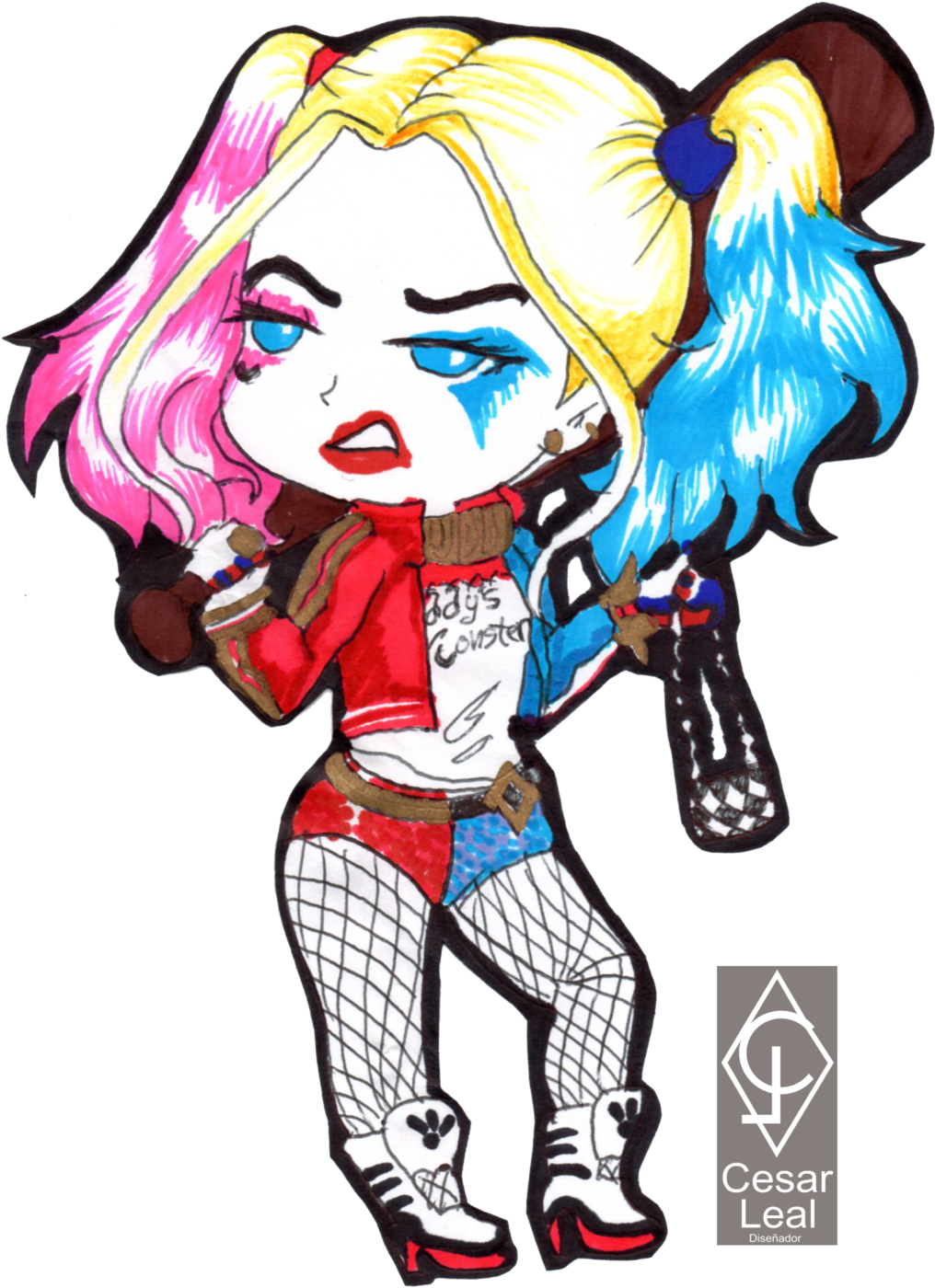 Harley Quinn Clipart Cute - Cute Drawings Of Harley Quinn (1024x1409)