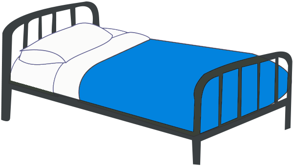 Single Bed Blue - Blue Bed Clipart (600x341)