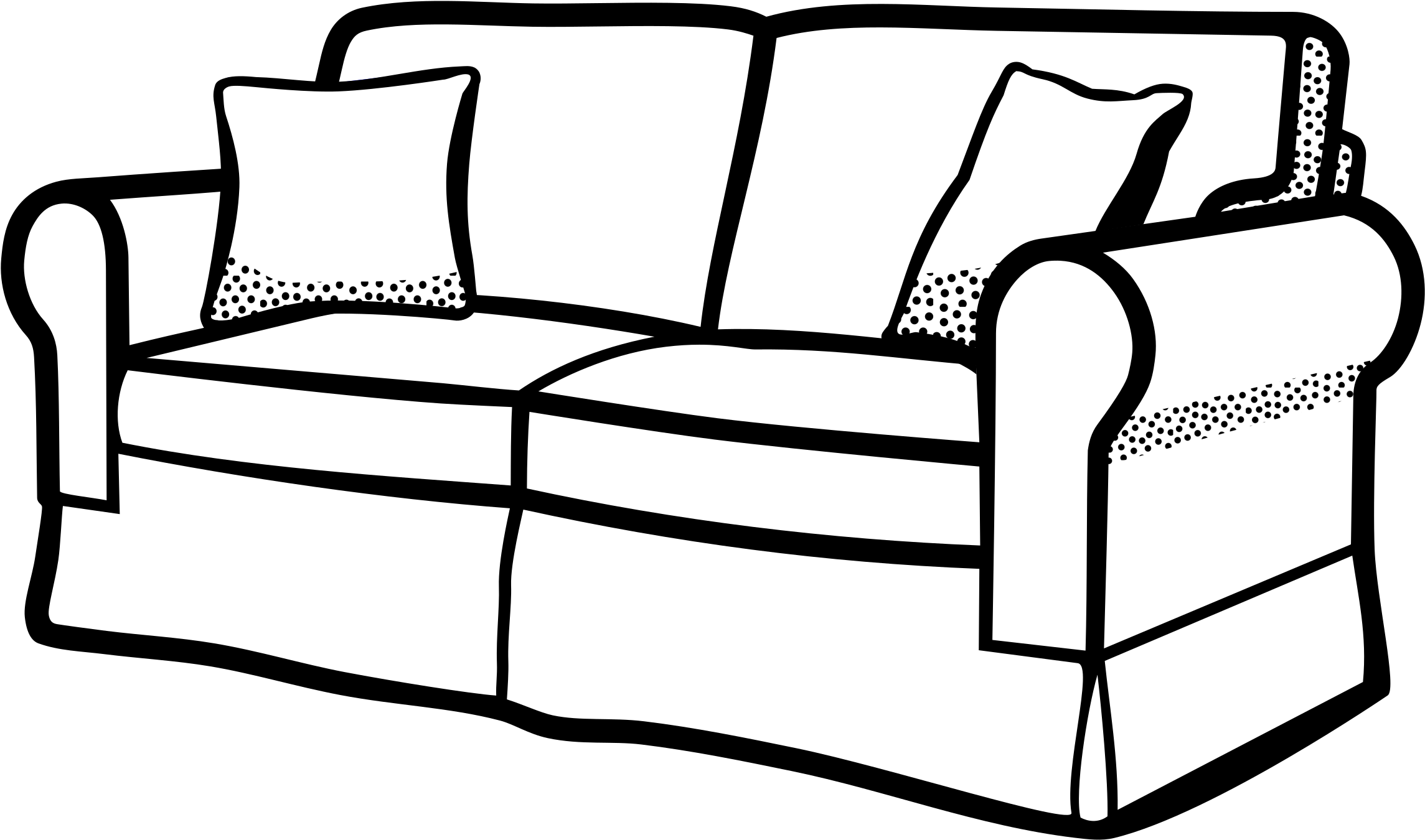 Clipart Sofa Lineart - Living Room Coloring Page (2400x2250)