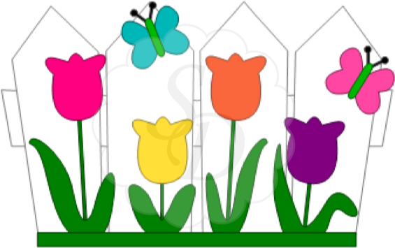 Download Flower Bed, Available For A Limited Time - Clipart Of Fence And Flower (600x600)