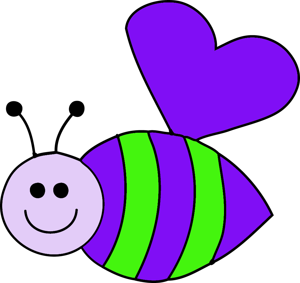 Purple Clipart Bee - Clipart Valentines Day (963x908)