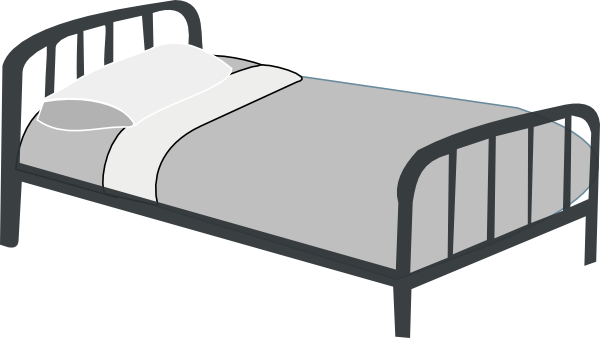 Black And White Clip Art Bed - Un Lit Dessin (600x338)