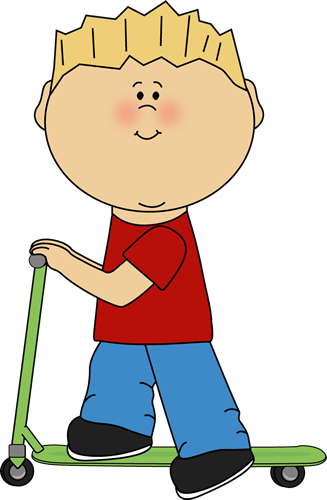 Kids Clip Art - Boy On Scooter Clipart (327x500)