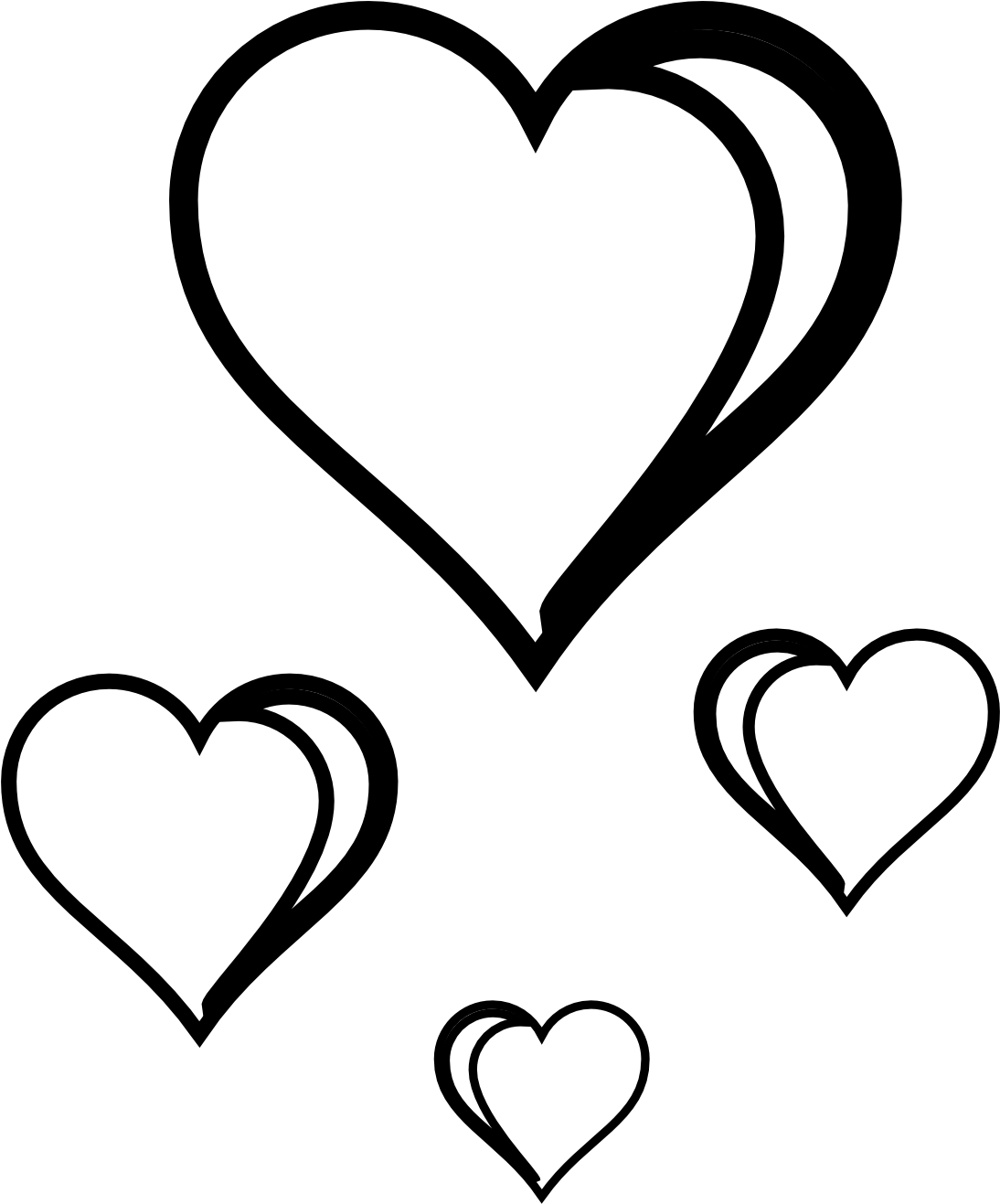 Hearts Clipart Black And White - Hearts Clip Art Black And White (1111x1332)
