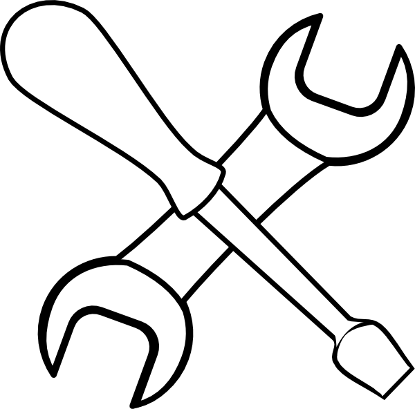 Construction Clipart Black And White - Black And White Tools (600x592)