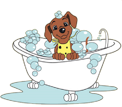 Bathing Clipart - Dog In Bath Tub (600x600)