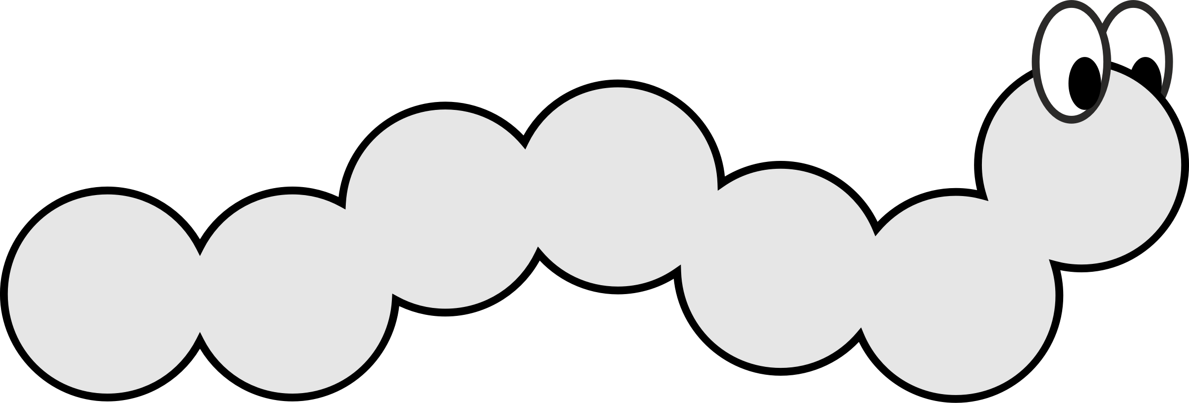 Clipart Black And White - Vektör Tırtıl Png (2400x814)