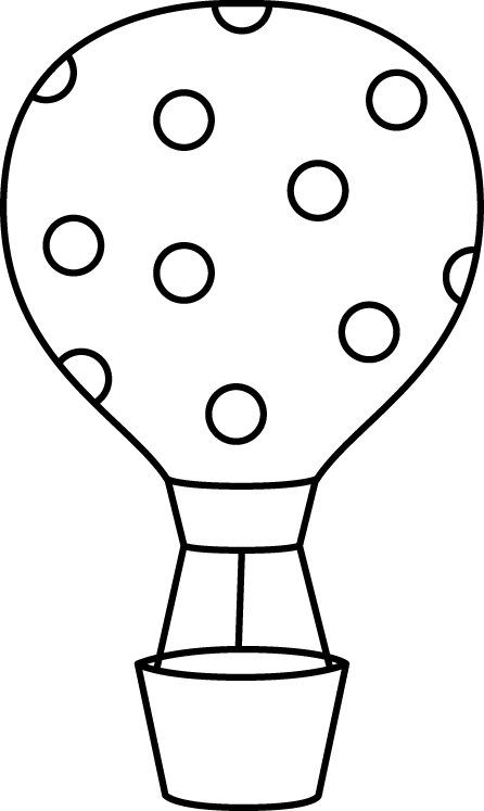 Black And White Polka Dot Hot Air Balloon - Hot Air Balloon Clipart Black And White (446x747)
