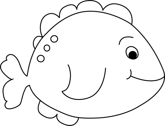 Black And White Little Fish Clip Art - Fish Black And White (550x420)