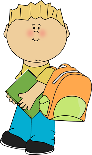Boy Carrying Book To School - School Kid Clipart (298x500)