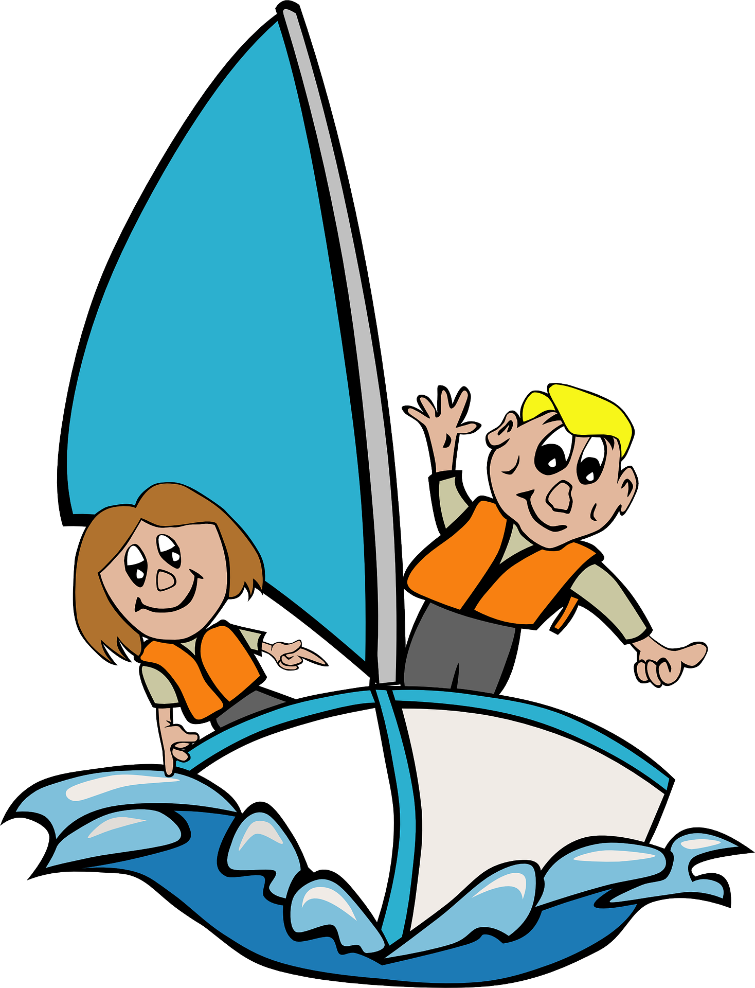 Vacation, Sailboat Children Playing Kid Girl Sailing - Sailing Clipart (1468x1920)