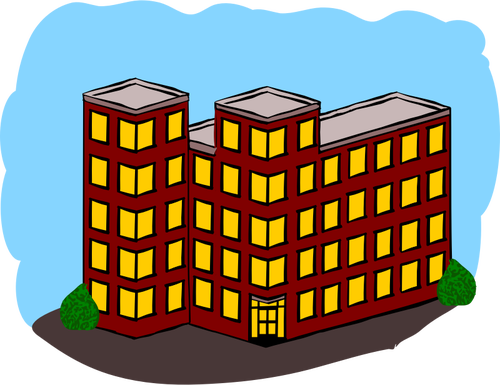 891 Free Clip Art Apartment Building Public Domain - Flat Clipart (975x750)