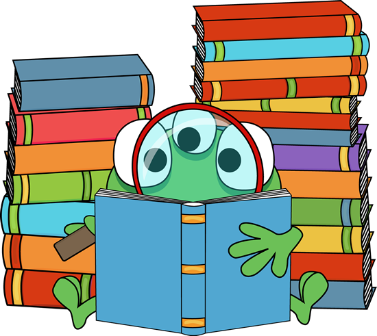 Green Monster Reading A Book Clip Art - Monsters Reading Clip Art (550x491)