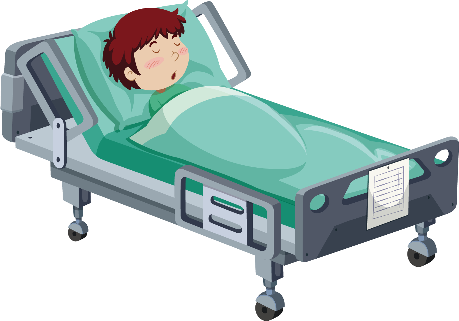 Hospital Bed Patient Clip Art - Cartoon Boy In Hospital Bed (1600x1600)