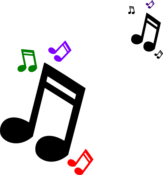 Colorful Music Notes In A Line - Free Clip Art Musical Notes (558x599)