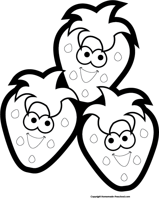 Click To Save Image - Strawberries Clipart Black And White (517x645)
