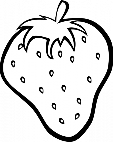 Strawberry - Clipart - Black - And - White - Fruits Clipart Black And White (398x500)