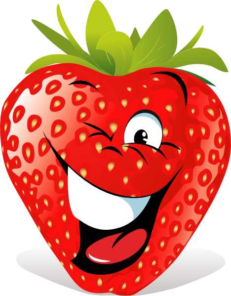 Strawberry Face Cartoon Clipart - Strawberry Smiley (468x599)