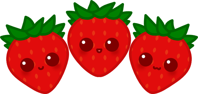 Strawberry Clipart Kawaii - Cute Strawberries Png (642x306)