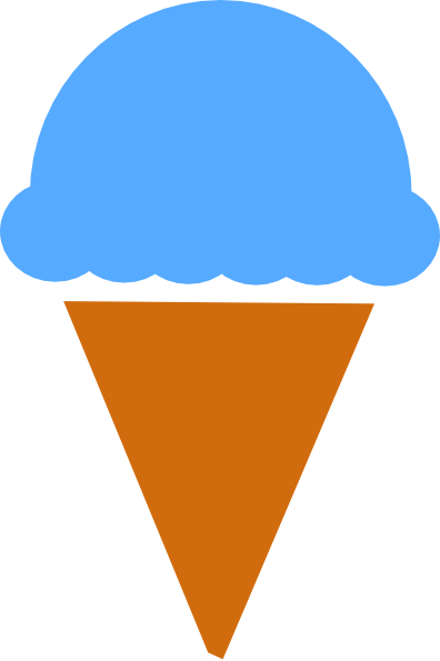 Cream Clipart Blue Ice - Ice Cream Cone Blue (396x595)